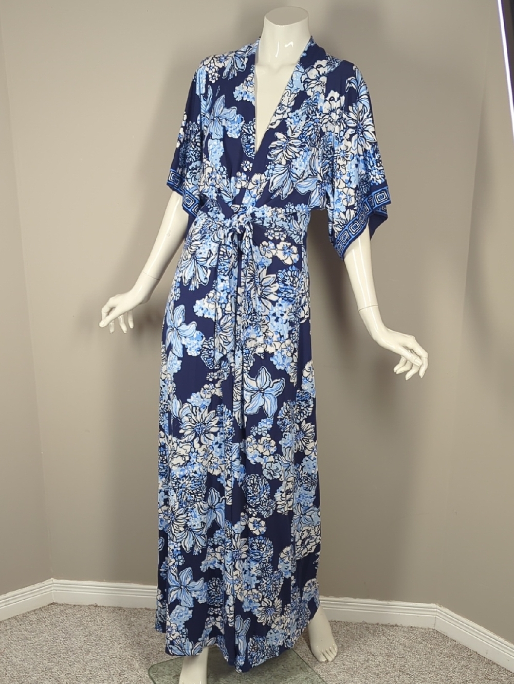Lilly Pulitzer Navy Blue Floral Maxi Dress - Picture 2 of 9